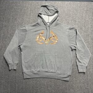 Realtree Hoodie Sweatshirt Mens XL Gray Camo Pullover Kangaroo Pocket